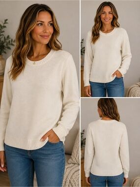 Women’s Classic Winter White Crewneck Sweater